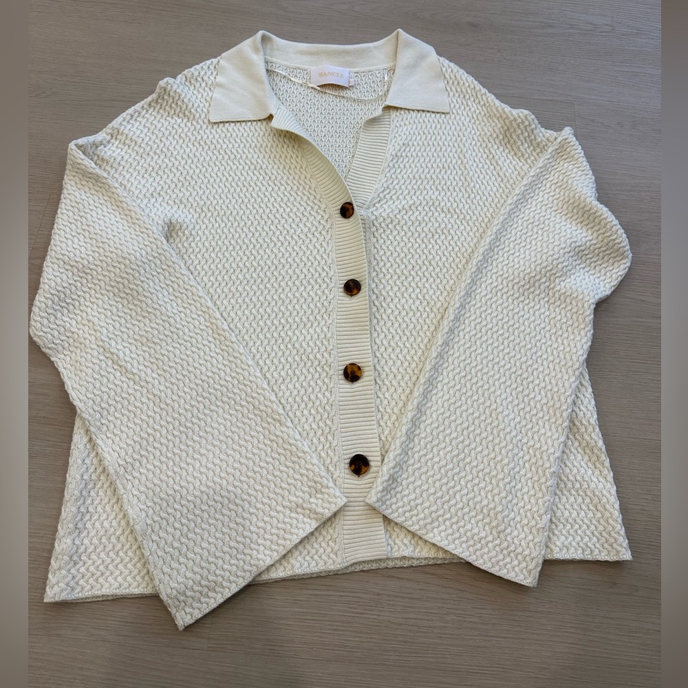 Sancia Women’s Elisa Knit Top Cardigan  Off White Size Large Classy